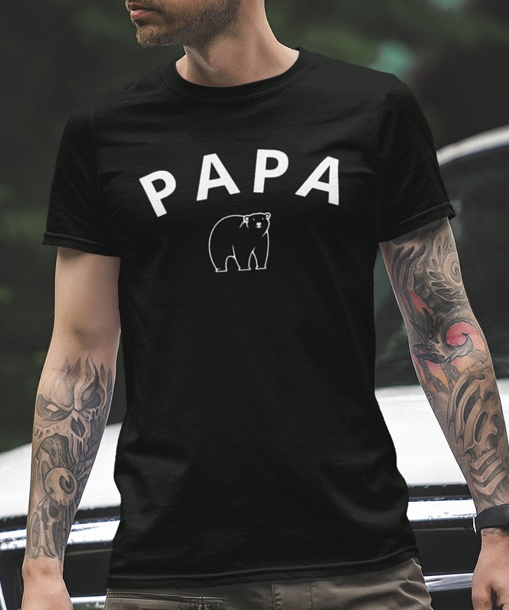 Vaderdag T-shirt Papa Icebear | Kleur Zwart | Maat XS | Vaderdag Kados / Cadeautjes